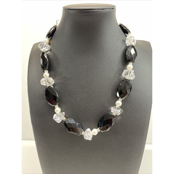 Lucas Lamenth Jewelry - Lucas Lamenth black Faceted Glass Pearl Natural Stone Necklace LUC 925 AL4.2